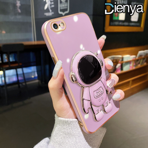 DIENYA Casing Ponsel untuk iPhone X Xr Xs Max 6 Plus 6s Plus 7 Plus 8 Plus Case pelindung HP kartun astronot lipat dudukan ponsel Casing ponsel lensa penuh pelindung Kesing silikon kreatif Softcase