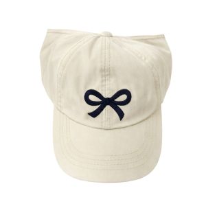 OURTOUR UV Protection Kids Baseball Cap Bow Embroidery Empty Tail Design High Ponytail Cap Lightweight Comfort Children Sun Hat Outdoor Travel