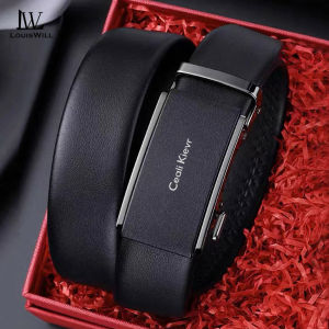 LouisWill เข็มขัดผู้ชายแฟชั่นมีสไตล์เข็มขัดหัวเข็มขัดอัตโนมัติหัวเข็มขัดอัลลอยฝ้าเข็มขัดกางเกงกีฬาสายคาดเอวหนังวัวสองชั้นเข็มขัดทนทานเรียบง่าย