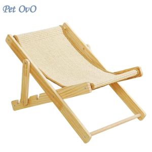 Cat Bed Cat Scratch Chair Cat Scratching Board Canvas Sisal Scratcher Pad Bed Wooden Chair for Cats & Kittens