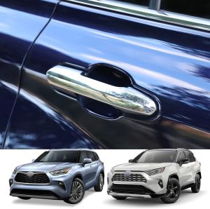 for Toyota RAV4 2019-2025 Door Handle Cover Trims for Toyota Highlander 2020-2025 Chrome Exterior Sporty Decorative Strip Cover Molding Trims (with Smart Key Hole)