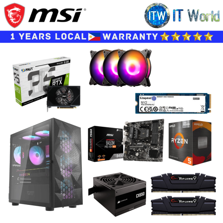 Gaming PC Desktop Computer Set MSI Turbo Build 5 5600G 3050 RTX | Lazada PH