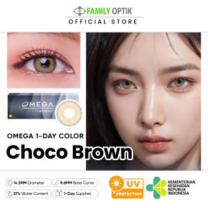Omega 1 Day Color Choco Brown 5 Pasang With Biomoist Softlens Warna Harian
