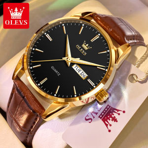 OLEVS Đồng hồ nam chính hãng không thấm nước dây da Cách Doanh phát sáng Lịch