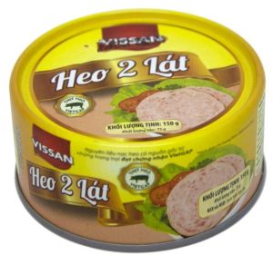 COMBO 4 hộp heo 2 lát lon in Vissan (4x150g) Date 2028