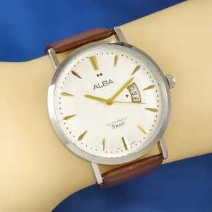 Promo✅WATCH Fashion PRIA Premium TERLARIS Jam Tangan Kasual ANALOG Mewah ALBA New A4265G Series TALI KULIT | LEATHER STRAP | Diameter : 42 cm TANGGAL AKTIF✔️Free BOX Exclusive & BATERAI Cadangan WATER RESIST 5 BAR [TAHAN AIR] ✅HUJAN CUCI TANGAN BERWUDHU
