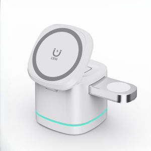 Magnetic Wireless Charger Fodable 3 in 1 15W Fast Charging Dock Station for  15 14 13 12 Pro Max Plus  Pro