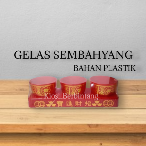 Gelas Sembahyang Plastik Warna Merah Isi 3 Pcs