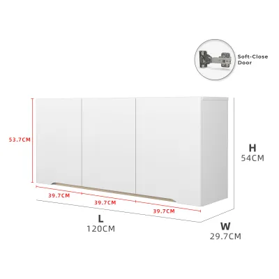 (FREE Shipping) KitchenZ 4FT Sinowa Series Full Melamine Kitchen Cabinet Wall Unit / Kitchen Storage-HMZ-KWC-M6125-WT