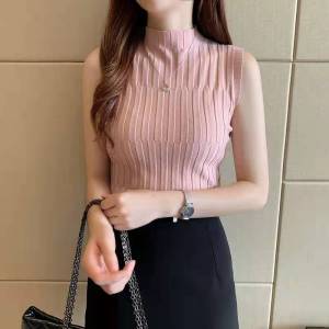 AN-017WQ High Quality Sleeveless Knitted Blouse For Women Sando Summer High Quality