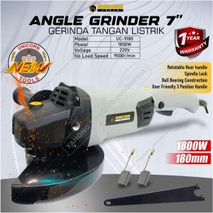 Angle Grinder 7 inch 180mm 1800W Gerinda Tangan Listrik UNICORN TOOLS