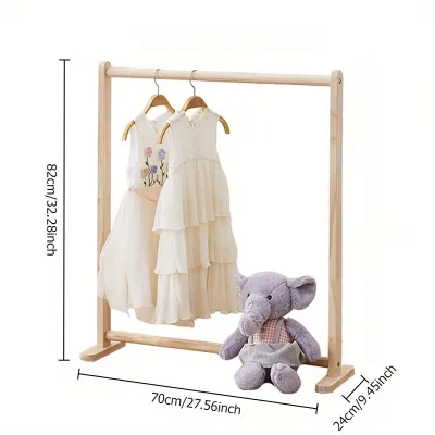 Solid Wood Kids Coat Rack Floor Standing Clothes Hanger Simple Baby Garment Storage Rack for Bedroom Home Use