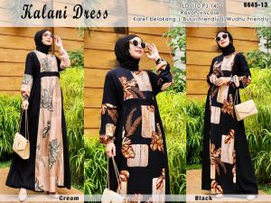 Gamis Dress Kalani: Desain 2 Warna Bahan Rayon Viscose LD110cm