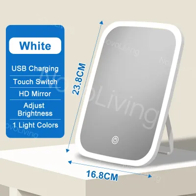 Novoliving Makeup Mirror Touch Screen Desktop Standing With Light Portable Folding Vanity Mirroir Adjustable Dimming Cosmetics Mirror 3 Color Lights Dimmable HD Mirror