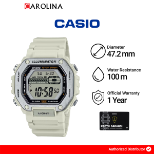 Jam Tangan Pria Casio MWD-110H-8A Silver Dial Broken White Resin Band