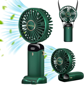 Mini Handheld Fan Portable Personal Fan Hanging Neck Fan 90° Adjustable USB Rechargeable 6000mAh Small Desk Fan 5 Speed for Home Office Travel