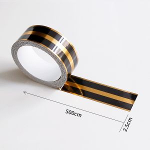 YESPERY 5m Self Adhesive Tile Sticker Waterproof Wall Gap Sealing Tape Seam Sticker Home Decor Black Gold