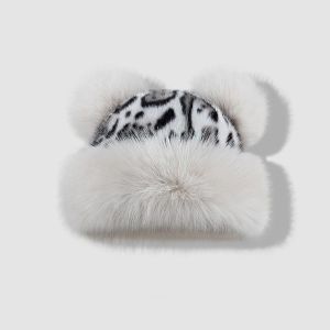GENENIC Korean Style Bear Ears Plush Hat Brimless Warm Cap Mink Fur Fisherman Hat Retro Faux Fur Plush Mongolian Hat Autumn and Winter