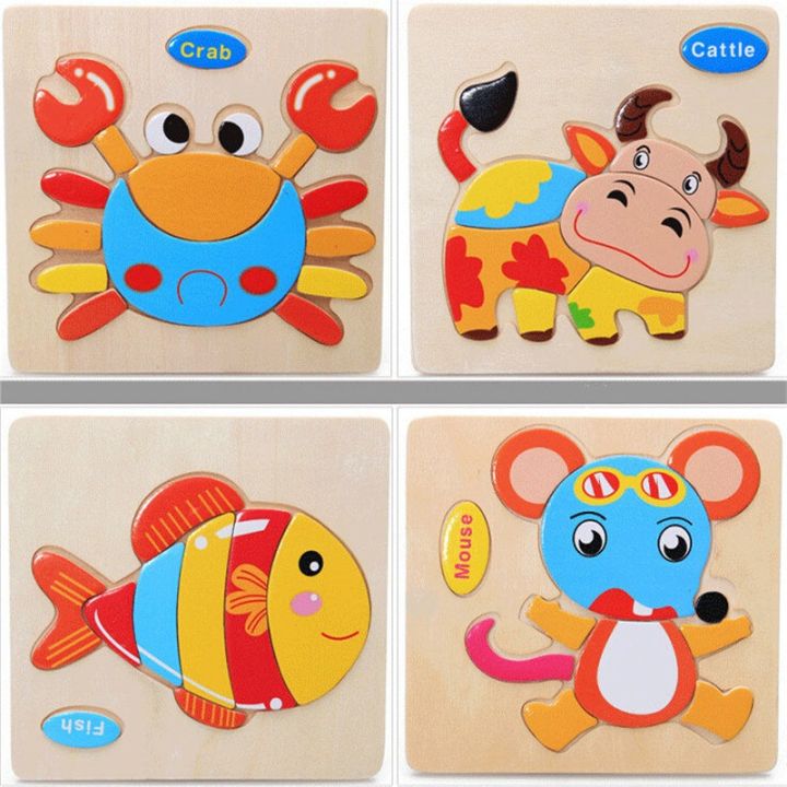 Mainan Edukasi Anak Puzzle Kayu 3D Motif Binatang Melatih