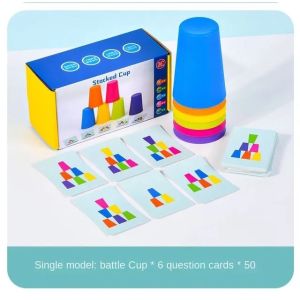 【Free Shipping】Children Stacking Cups Stacked Cup Battle Color Cognition Stacks Cups Train Logical Thinking