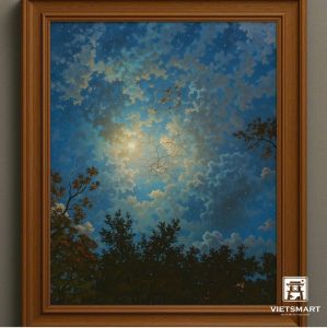Tranh Nghệ thuật "Trăng Đêm" VIETSMART ART - Acrylic trên toan vải 45 x 60cm