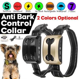 Pet Dog Training Collars Ultrasonic Vibration Shock Waterproof Anti Bark Control Collar