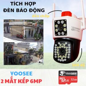 CAMERA YOOSEE 2 MẮT Q836 6.0 MP XEM 2 MÀN HÌNH BAN ĐÊM CÓ MÀU THEO DÕI CHUYỂN ĐỘNG XOAY 360 ĐỘ CHỐNG NƯỚC CỰC BỀN