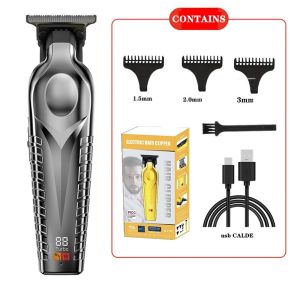 Kemei Professional Hair Clipper LCD Digital Display Transparent Electric Push Head Hair Clipper 6015