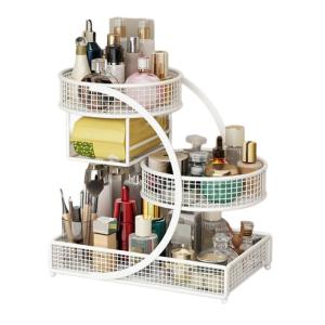 Sturdy Metal Countertop Shelf Space Efficient Cosmetic Storage For Makeup Skincare Products Without Assembly Need