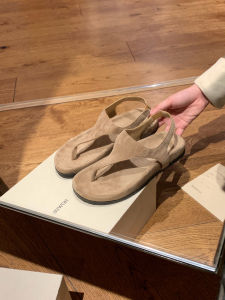 Grape Mom Simple Temperament Herringbone Retro Clip Toe Holiday Flat Niche Roman Style Sandals Women