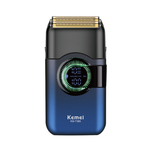 Kemei KM-T389 IPX5 Waterproof 7500RPM Motor High Speed Electric Beard Razor Splicing Color Dual Rotating Blades Male Hare Shaver