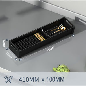 Aluminum Adjustable Cutlery Drawer Organizer Flatware Drawer Tray for Silverware Serving Multifunctional Storage