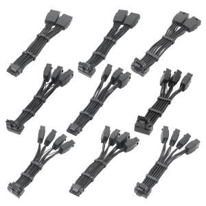 Rtx4090 rtx4080 12vhpwr đến 4x8-pin 3x8pin 2x8pin 90 độ khuỷu tay PCI-E đến 16-pin (12 + 4P) Cáp GPU 18AWG 15cm