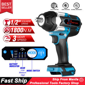1800N.M 1/2 Inch Brushless Electric Impact Wrench with 7 Socket 2 Battery Screw Wrench For SUV And Trucks Power Tool