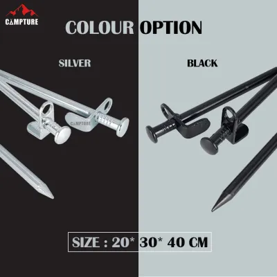 【CAMPTURE】3 Saiz Paku Besi Khemah/1pc 20/30/40cm Premium Peg Stake Outdoor Camping Tent Peg Tarp Flysheet Sand Peg Stake Nail Pancang Khemah Besi/高级钉桩