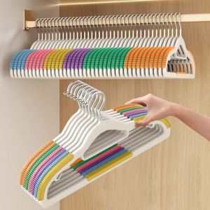 40PCS Colorful Non-slip Hanger Clothes with 360° Swivel Hook Hanger Organizer Hanger for Clothes