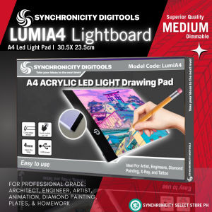 Synchronicity A4 LED Light Pad (297x210mm) LUMIA4 LIGHTBOARD | Engineering & Architectural Tracing Plates for Drafting Technical Drawing | Anti-Puyat Efficient Eye Protection | Free Powerbank Promo | Synchronicity Digitools