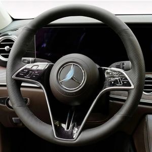 Kaly For benz S-Class S400L S450L S500L GLE450 E300L 2023 DIY Hand Stitched black Genuine Leather Car Steering Wheel Cover 6K4N7