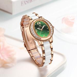 New womens watch fashionable oval design diamond-studded waterproof quartz movement
