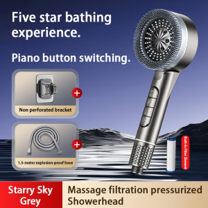 H&W High Pressure Shower head Bathroom Massage Handheld Filter Shower Head One-Button Water Stop Bathroom SPA 4 mode