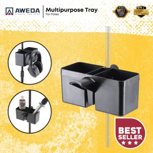 AWEDA Multipurpose Tray with Swivel Cap and Headphone Hanger for Pole ( MP-TRAY / Music Stand Microphone Stand )