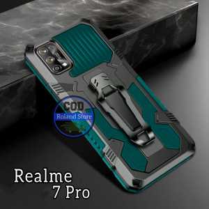 Casing Hp Untuk Realme 7 Pro Soft Case Kickstand Armor Belt Clip Terbaru