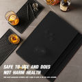 Black Bar Mat Rubber Bar Service Mat, PVC Heat-resistant Drain Mat Bar Spill Mat, Food Safety Quality Drip Mat, Stylish Bar Mat for Spills, Anti-Slip Countertop Mat Bar Accessories, Great Mat for Bar, Kitchen, Restaurant. 