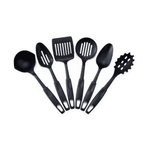 FAUS SPATULA SET 6IN1 HITAM / ALAT PERLENGKAPAN MASAKAN DAPUR SERBAGUNA