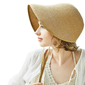 FS Fashion Straw Regency Bonnets Hats For Women Party Victorian Sun Hats Bow Beach Cap Big Wide Brim Cloche Hat Fedora Chin Strap Foldable