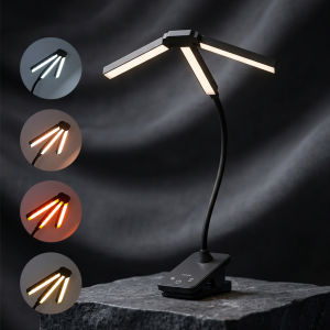 Music Stand Lights Clip-on Lamp: Rechargeable Touch Folding Piano Light Portable Sheet Music Binder Clamp Light with 3 Brightness for Choral Folder Guitar Book Reading Lamps