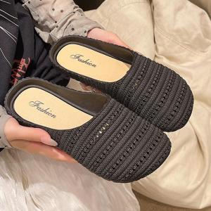 รองเท้าแบบสวมเดียวสไตล์ฝรั่งเศส นุ่มนวล ปิดหัว เซมิ เหมาะสวมกลางแจ้ง เรียบง่าย ใช้งานหลายแบบ พื้นนุ่ม