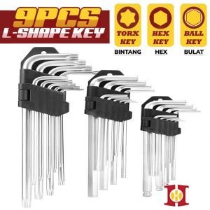 Kunci L Panjang 9 Piece Hex Key Kunci L Set