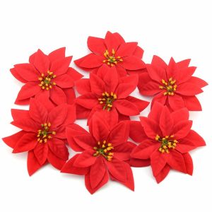YESPERY 14cm Large Poinsettia Flowers Christmas Tree Decor Artificial Christmas Flower For Home Decoration Silk Flowers