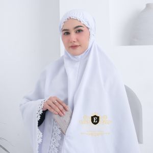 Bergo Umroh Haji Bahan Katun Premium Hijab Jumbo Bersaku Renda Mewah